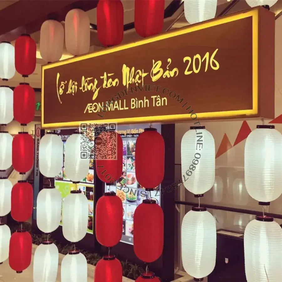 Đèn vải dù kiểu Nhật Bản đỏ trắng trơn Đèn vải dù kiểu Nhật Bản đỏ trắng trơn — đèn lồng thủ công Việt Nam | LongDenViet