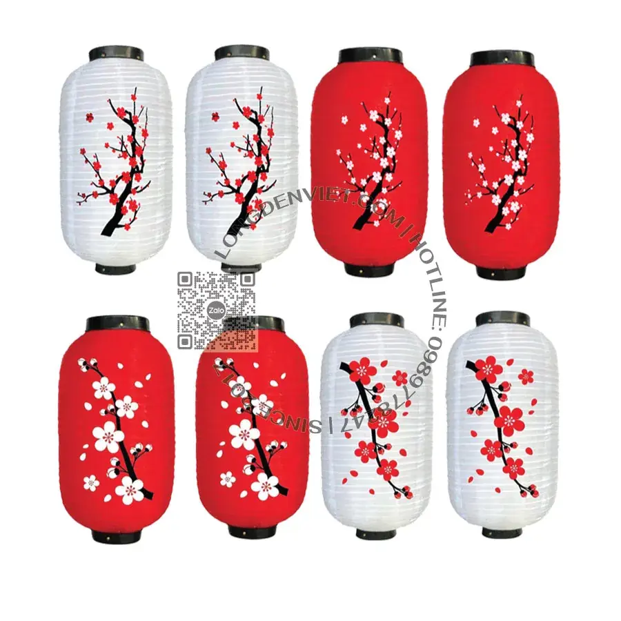 Đèn vải dù kiểu Nhật Bản in bông MS06 (8 cái) Đèn vải dù kiểu Nhật Bản in bông MS06 (8 cái) — đèn lồng thủ công Việt Nam | LongDenViet