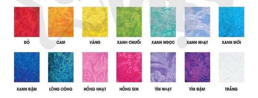 Hoi An mulberry silk colour chart — 14 traditional lantern colours to choose from