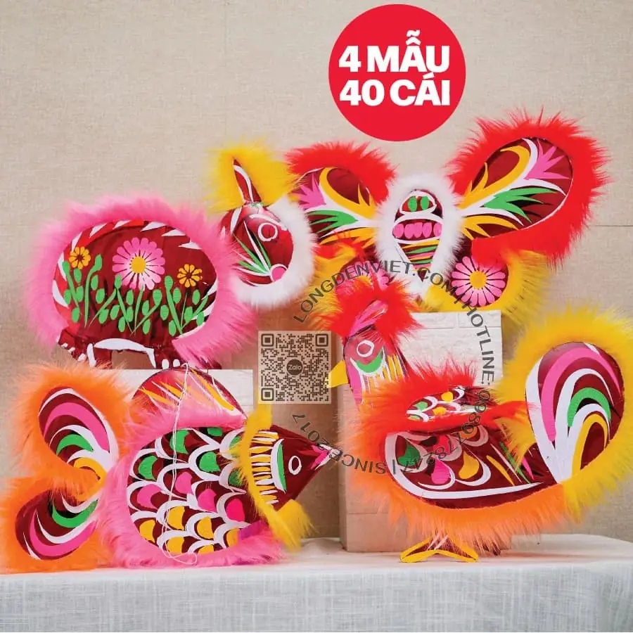 Đèn giấy kiếng lông 40cm 4 mẫu 40 con Đèn giấy kiếng lông 40cm 4 mẫu 40 con — đèn lồng thủ công Việt Nam | LongDenViet