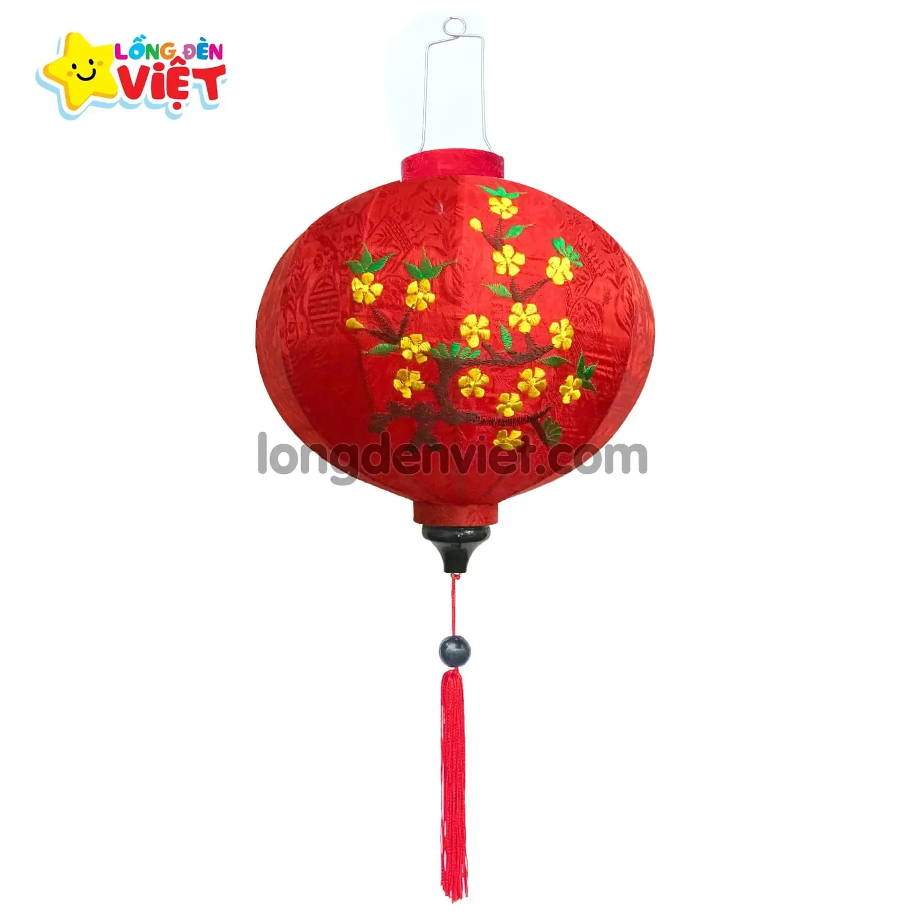 Lồng đèn thêu Hoa Mai TH12 — đèn lồng Tết Việt Nam | LongDenViet