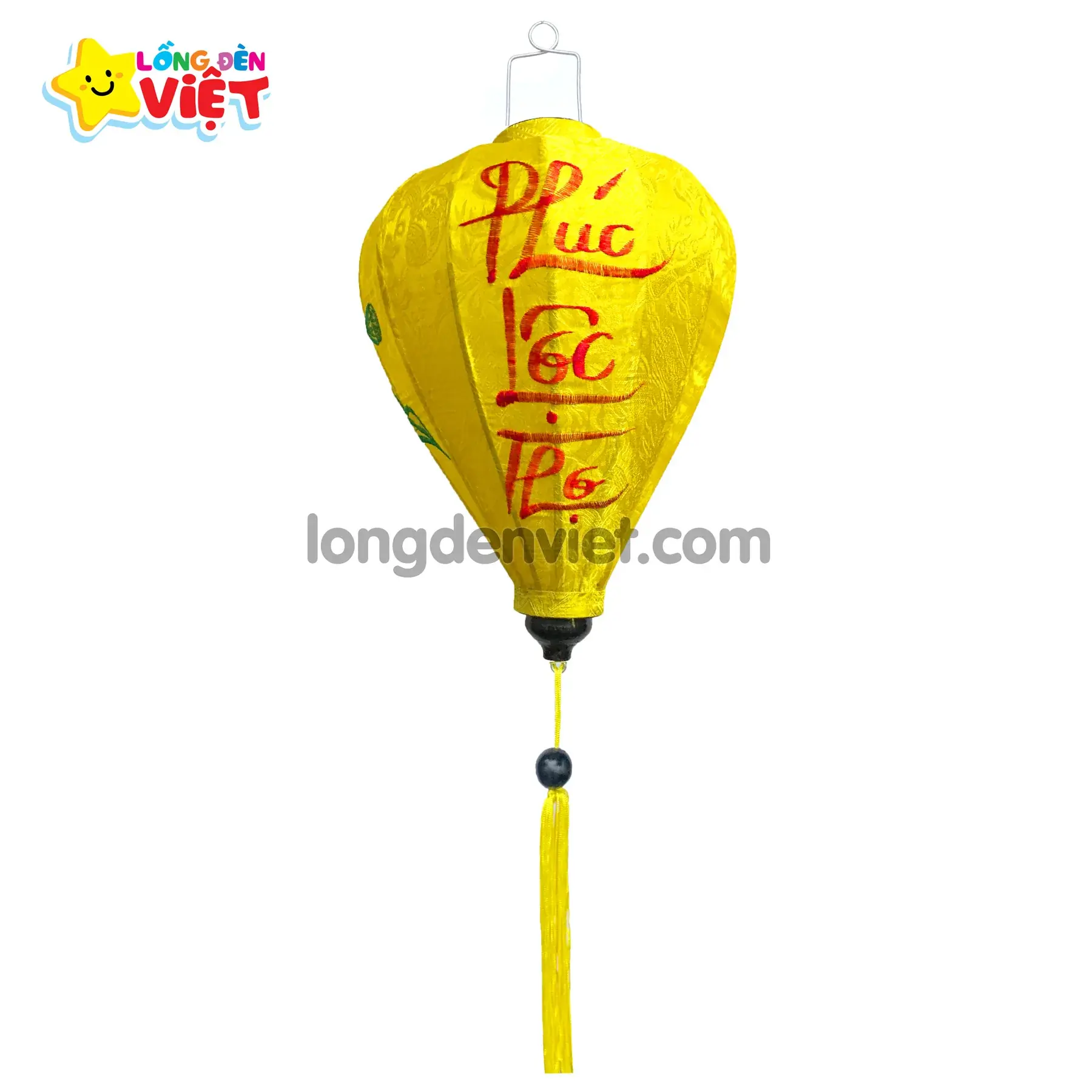 Lồng đèn thêu Phúc Lộc Thọ TH15 Lồng đèn thêu Phúc Lộc Thọ TH15 — đèn lồng gỗ Việt Nam | LongDenViet