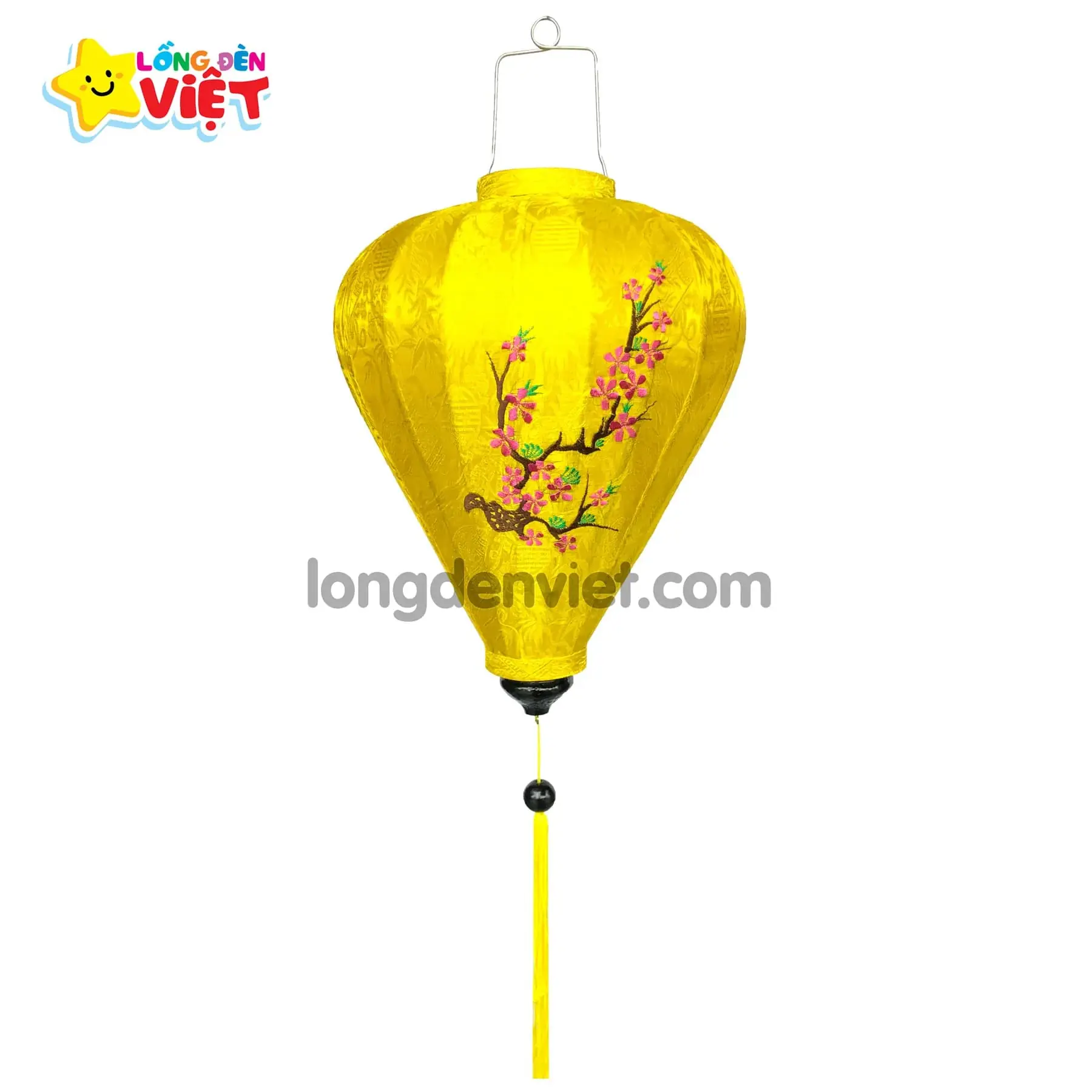 Lồng đèn thêu Hoa Đào TH07 Lồng đèn thêu Hoa Đào TH07 — đèn lồng gỗ Việt Nam | LongDenViet