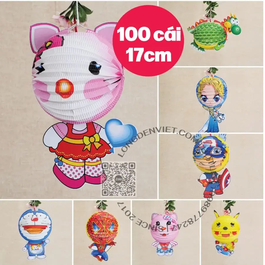 Đèn giấy thú trung 17cm đủ mẫu 100 cái Đèn giấy thú trung 17cm đủ mẫu 100 cái — đèn lồng thủ công Việt Nam | LongDenViet