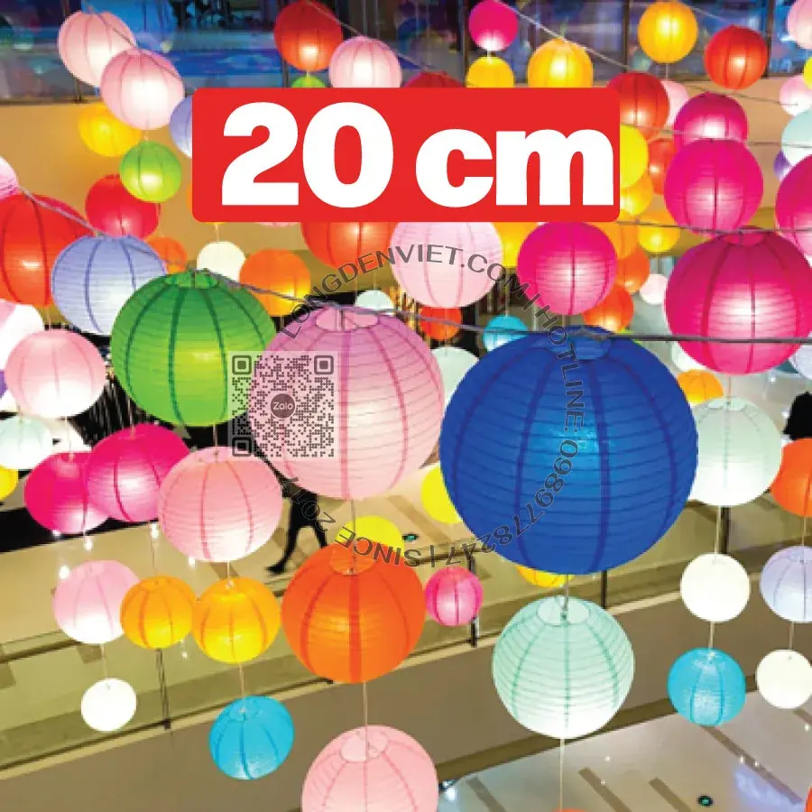 Bộ 10 cái đèn vải dù 10 màu (20cm)