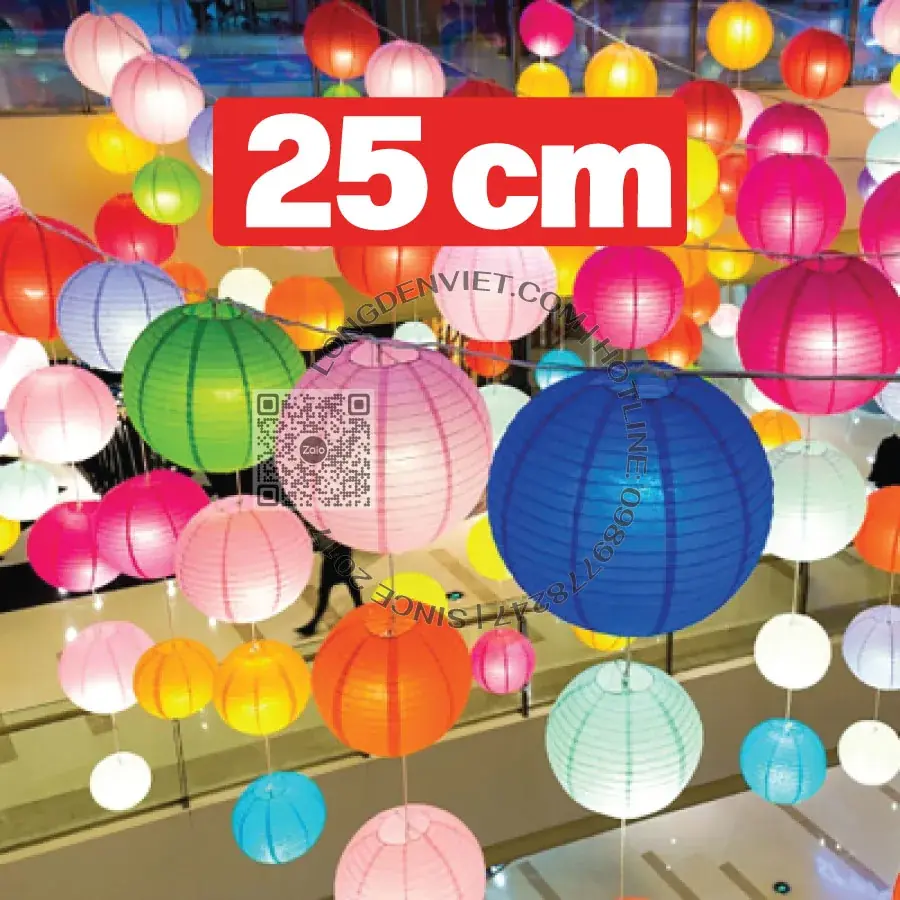 Bộ 10 cái đèn vải dù 10 màu (25cm)