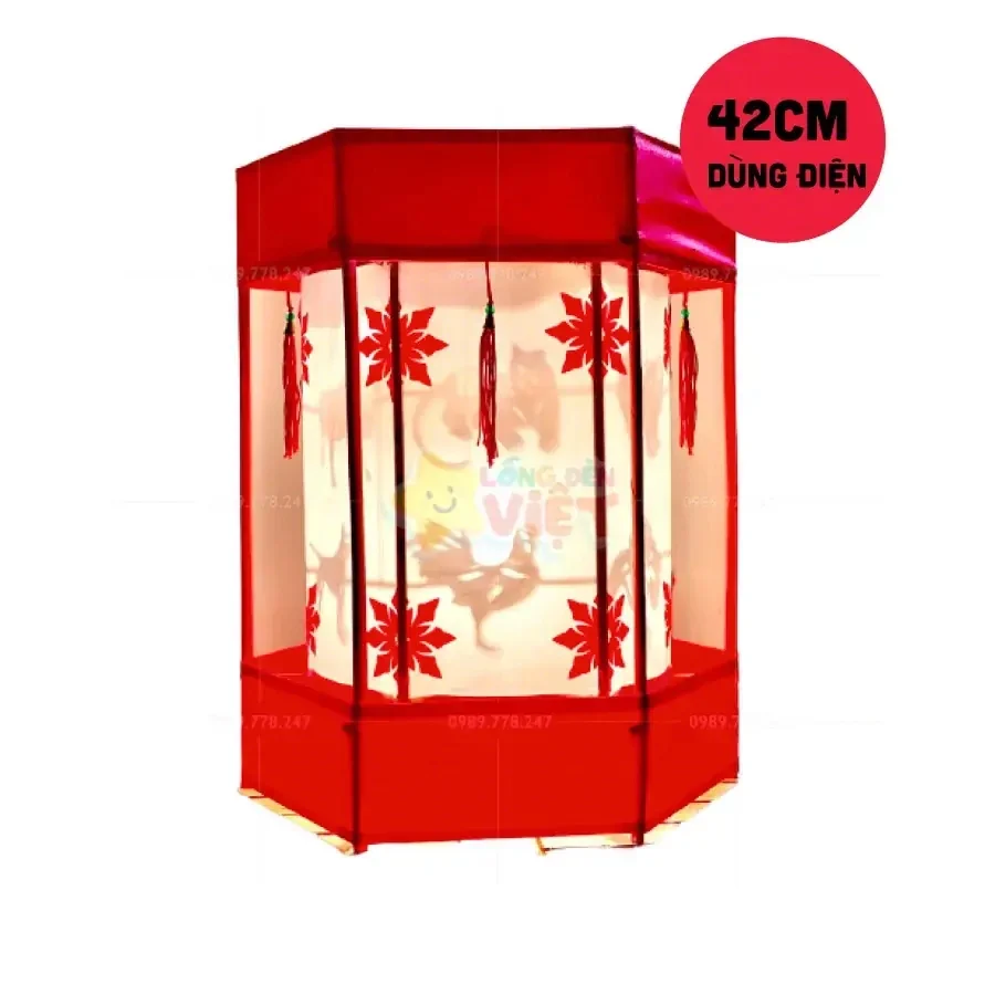 Đèn Kéo Quân Tre Bọc Vải 42cm điện — đèn trung thu Việt Nam | LongDenViet