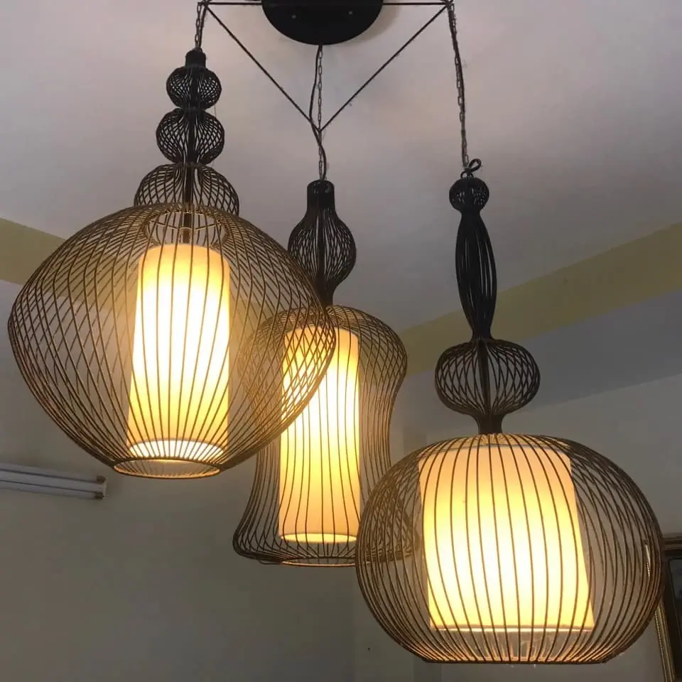 Đèn chùm khung sắt KH-DTR043 Đèn chùm khung sắt KH-DTR043 — đèn quán cafe Việt Nam | LongDenViet