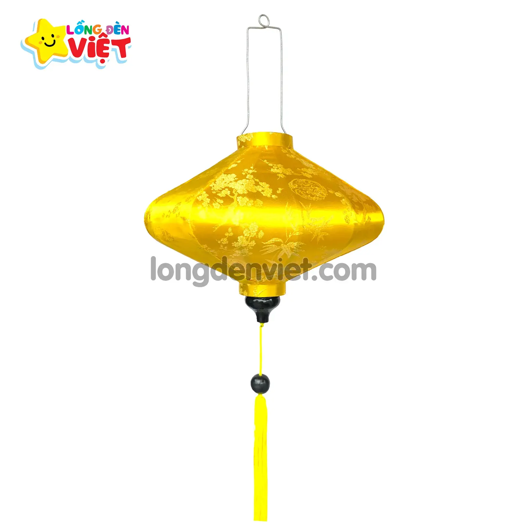 Lồng đèn Đĩa Bay vải Hoa Mai Lồng đèn Đĩa Bay vải Hoa Mai — đèn lồng gỗ Việt Nam | LongDenViet