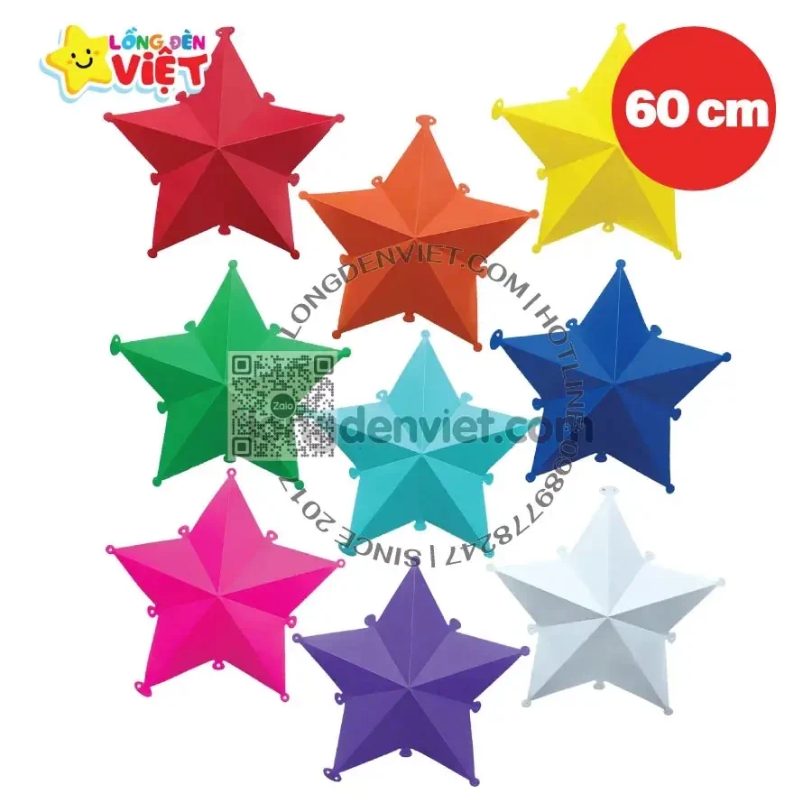 Bộ 10 cái đèn ngôi sao nhựa 60cm đủ màu — đèn ngôi sao nhựa Việt Nam | LongDenViet